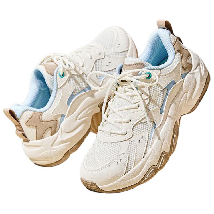 Anta Star Sea 2.0 Fashion Versatile Shock Absorbing Non-Slip Breathable Low-Top Dad Shoes Women Sneakers Ivory-White Light-Pink Blue 922538839-2