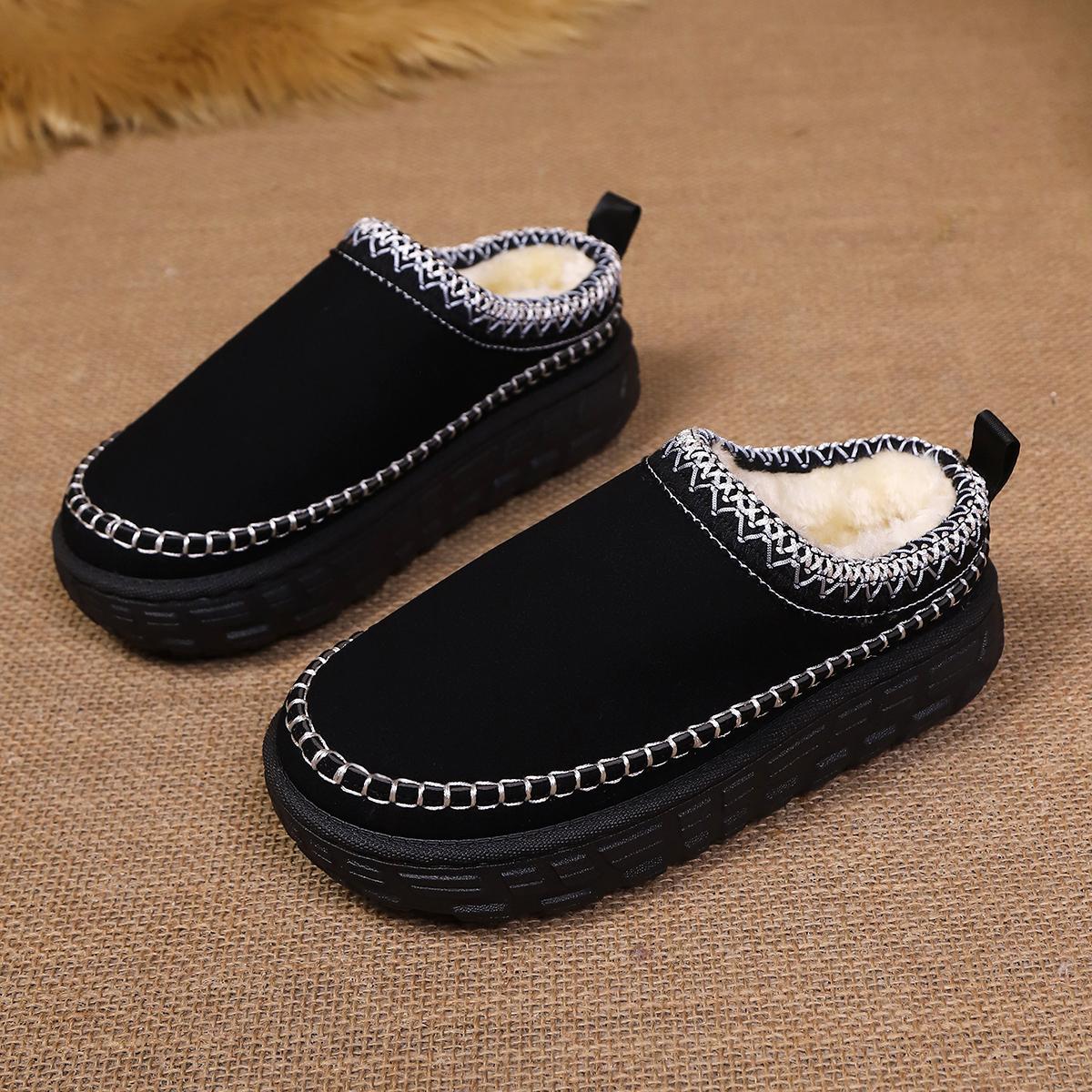 

Warm Thick-soled Shoes Women Comfortable Chelsea Boots Large Size Winter Women Short Plush Flats Snow lightweight Boots 36 чёрный