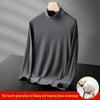 Men's German Velvet Half Turtleneck Long Sleeve Shirt - Solid Color, Thick Double-Sided Velvet, Warm Inner Wear for Autumn/Winter