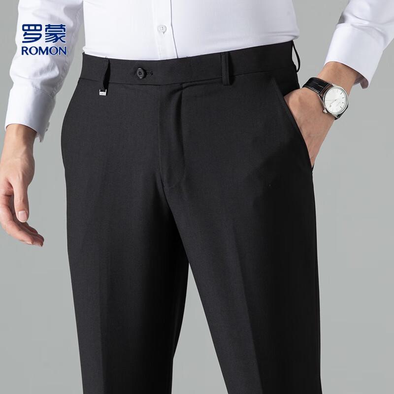 Luomeng Men's Business Casual Straight-Leg Trousers