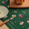 Christmas Jacquard Table Runner with Festive Ball Decorations for Holiday Dining Table Decor