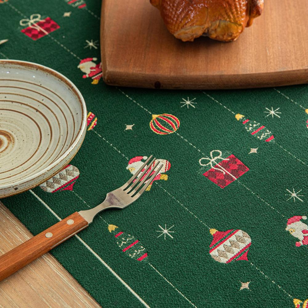 Christmas Jacquard Table Runner with Festive Ball Decorations for Holiday Dining Table Decor