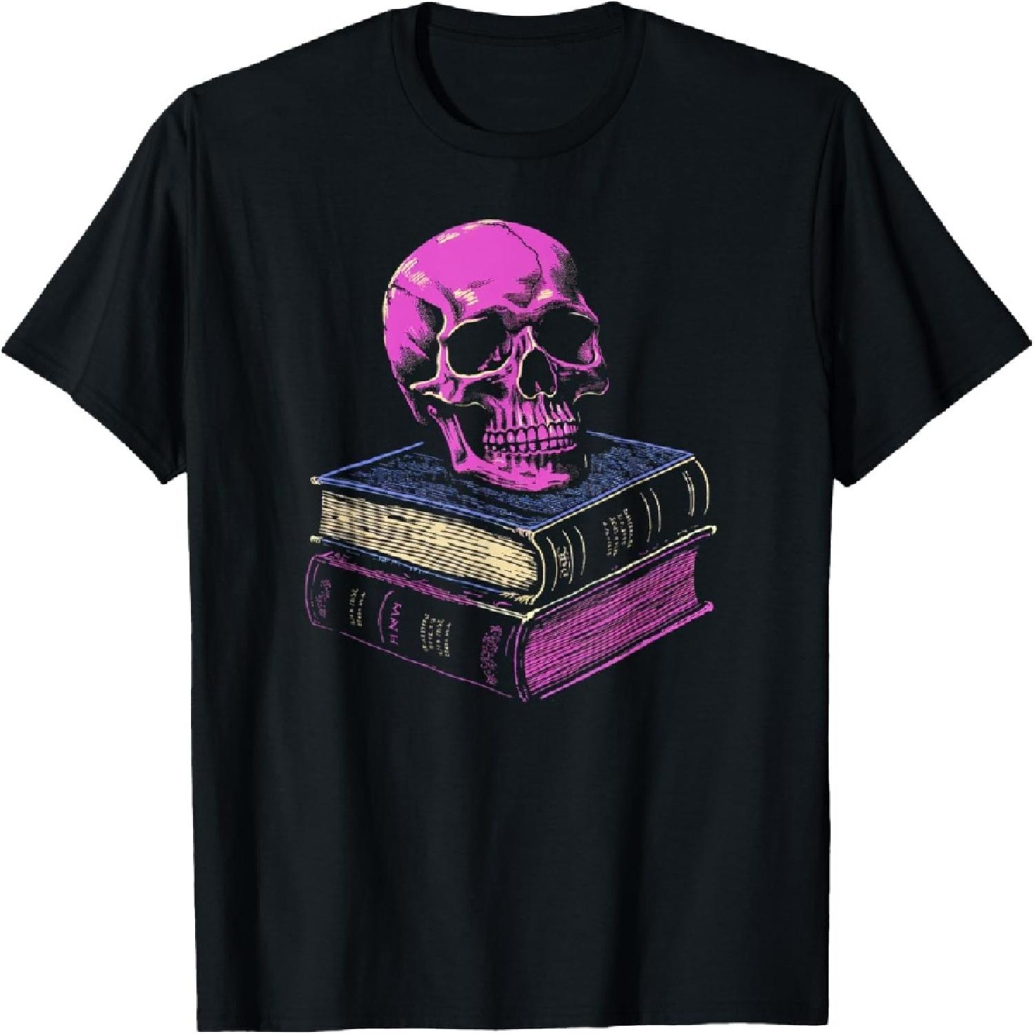 Skull With Book Pile To Be Read T-Shirt S
