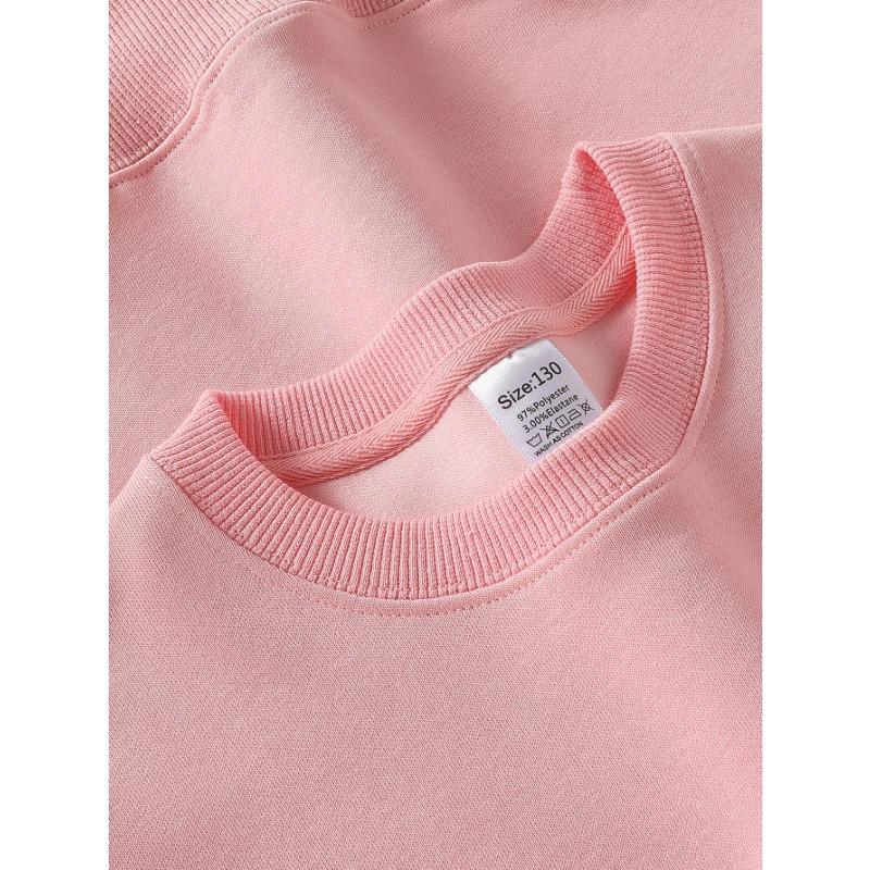 European sizes Kids Sweatshirts, Girls' Autumn Winter Cute Cartoon Airplane Print Long Sleeve Round Neck Sweatshirt, Casual Daily Wear.