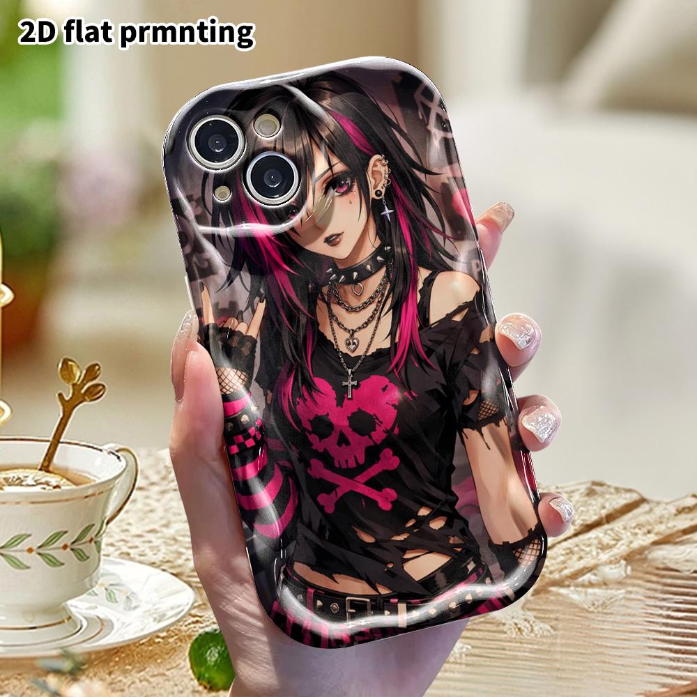 Phone Case: 2D Flat, Suitable for iPhone 18 17 16 15 14 13 12 Pro, Rock Girl Style, Perfect Holiday Gift for Christmas and Halloween