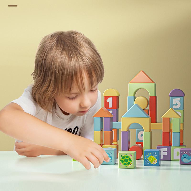 Iwood Boys and Girls Sea Animals Barrel Building Blocks/Wooden Large Particles of Intellectual Toys for 1-3 Years Old Children's Day Birthday Gift