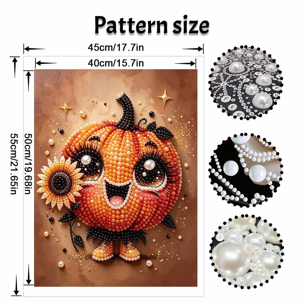 Cute Pumpkin Sunflower Frameless Pearl Painting Kit 3D Bead Canvas Art Romantic Home Wall Decor Craft Handmade Creative Seasonal Decor Gift