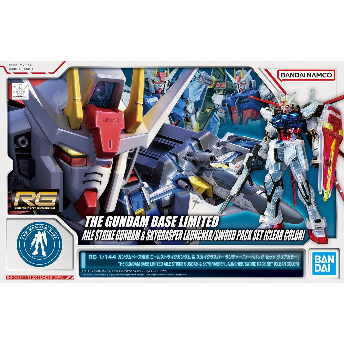 

RG Gundam Base Limited Ale Strike Gundam Sky Grasper Pack Set Мобильный костюм Gundam SEED 1/144 и пусковая установка/меч [прозрачный цвет]