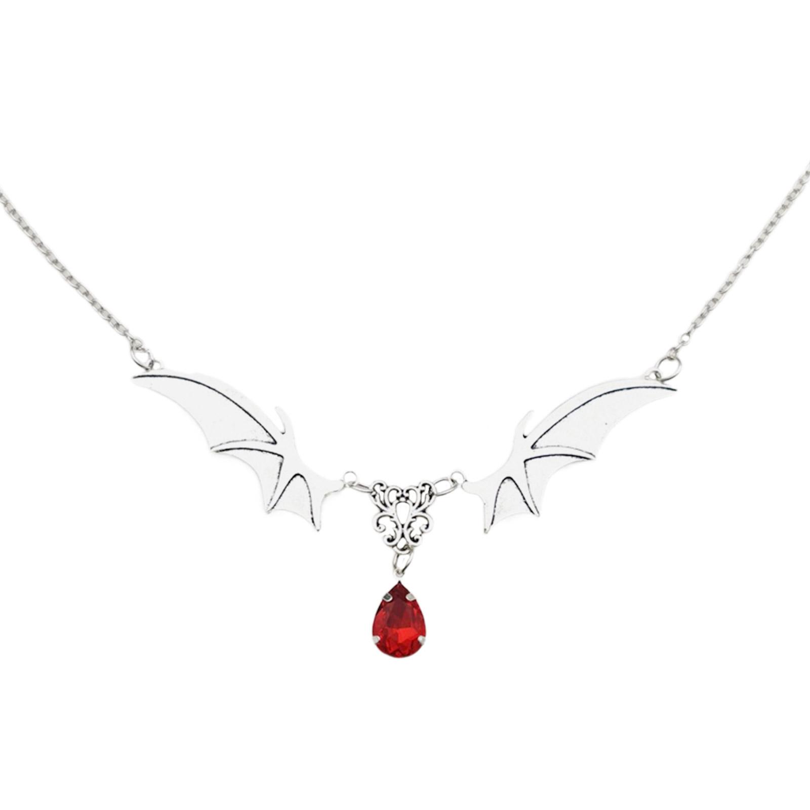 Gothic Jewelry Bat Vampire Choker Necklace with Waterdrop Pendant Vampire Costume Halloween Clavicle Women Punk Party 1