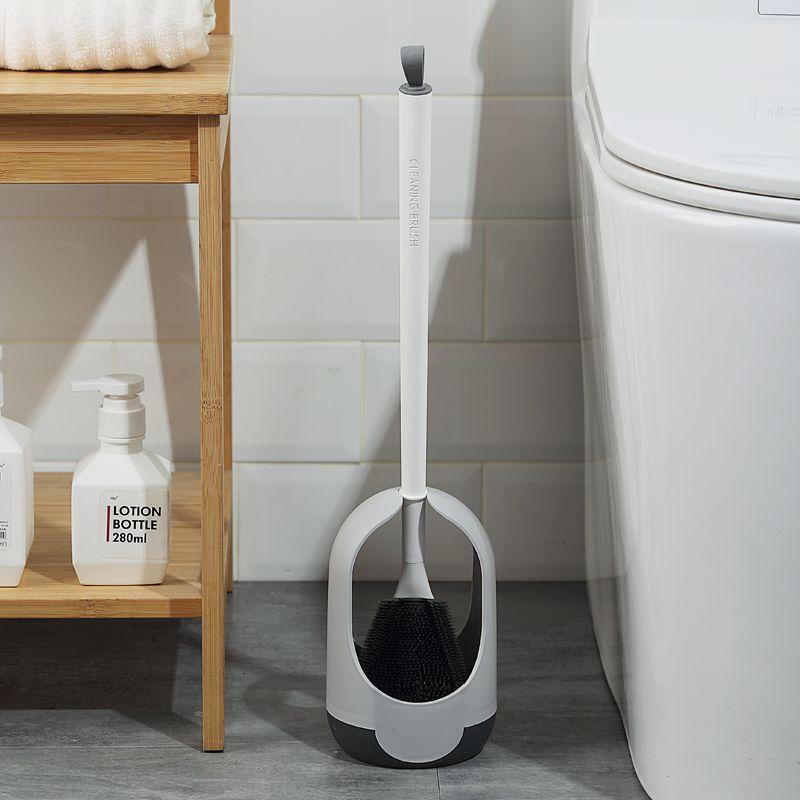 Toilet Brush with Base No Dead Corners Household Bathroom Cleaning Brush Long Handle Toilet Brush Wall Mounted Toilet Brush