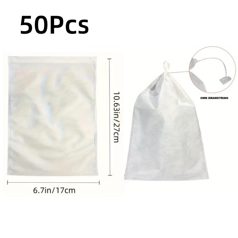 

50/100Pcs White Mesh Fruit Protection Bag Durable PP/TPE Non-woven Fabric Covered Suitable for Vineyard and Home Garden Planting