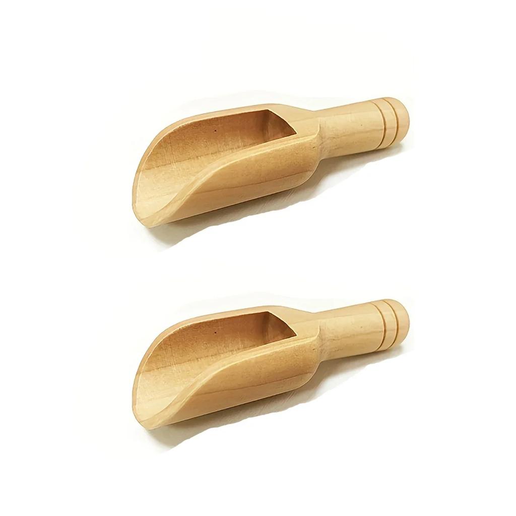 2pcs Mini Wooden Salt Spoons Tea Coffee Scoops Seasoning Candy Spices Milk Powder Spoons Kitchen Cooking Tool