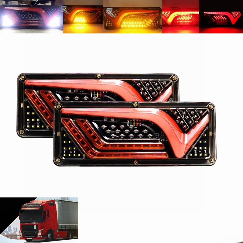 

2pcs Trailer Truck Caravan Boat Car Led Rear Stop Tail Light 12V/24V Waterproof Flow Steering Brake Reversing Traffic Fog Lamp. 12V-24v