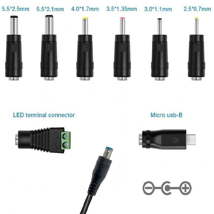 3-12V Adjustable Power Supply Adapter 15W with Overloads Protections 8 Interchangeable Connectors Charger