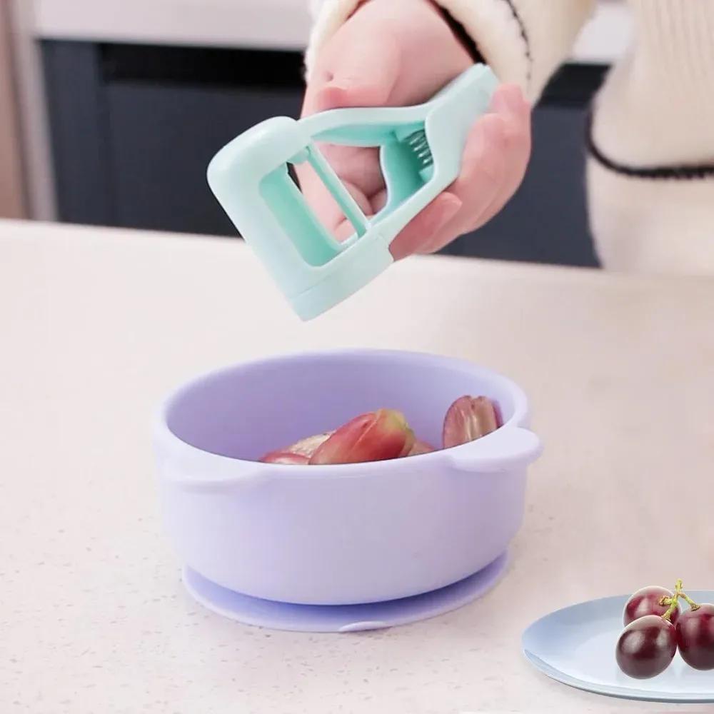 Grape Slicer  Cherry Tomato Cutter Stainless Steel Fruit Vegetable Salad Tool for Kids Baby Food Snack PrepSafe