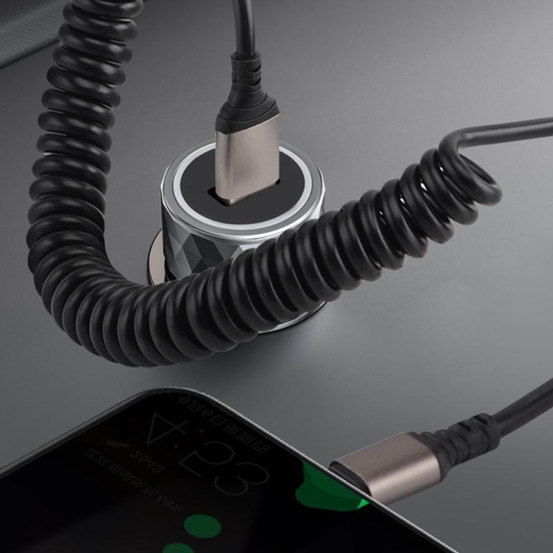 USB C/A to Type C Cable Fast Charging Cable 6A Coiled Cord For Car Auto Phones Efficient Power Supply Cord