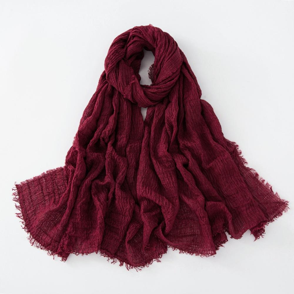 New Cotton Linen Gauze Scarf For Women Girls Spring Autumn Solid Scarves Soft Pashmina Foulard Simple Retro Beard Wrap Shawls