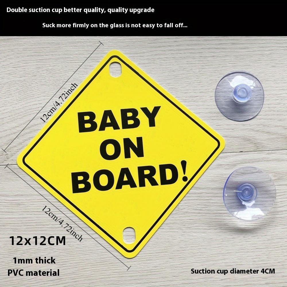 Double Suction Cup "BABY ON BOARD" Car Sticker with Warning Card Inside Baby Sign Safety Alert Decal for Vehicles