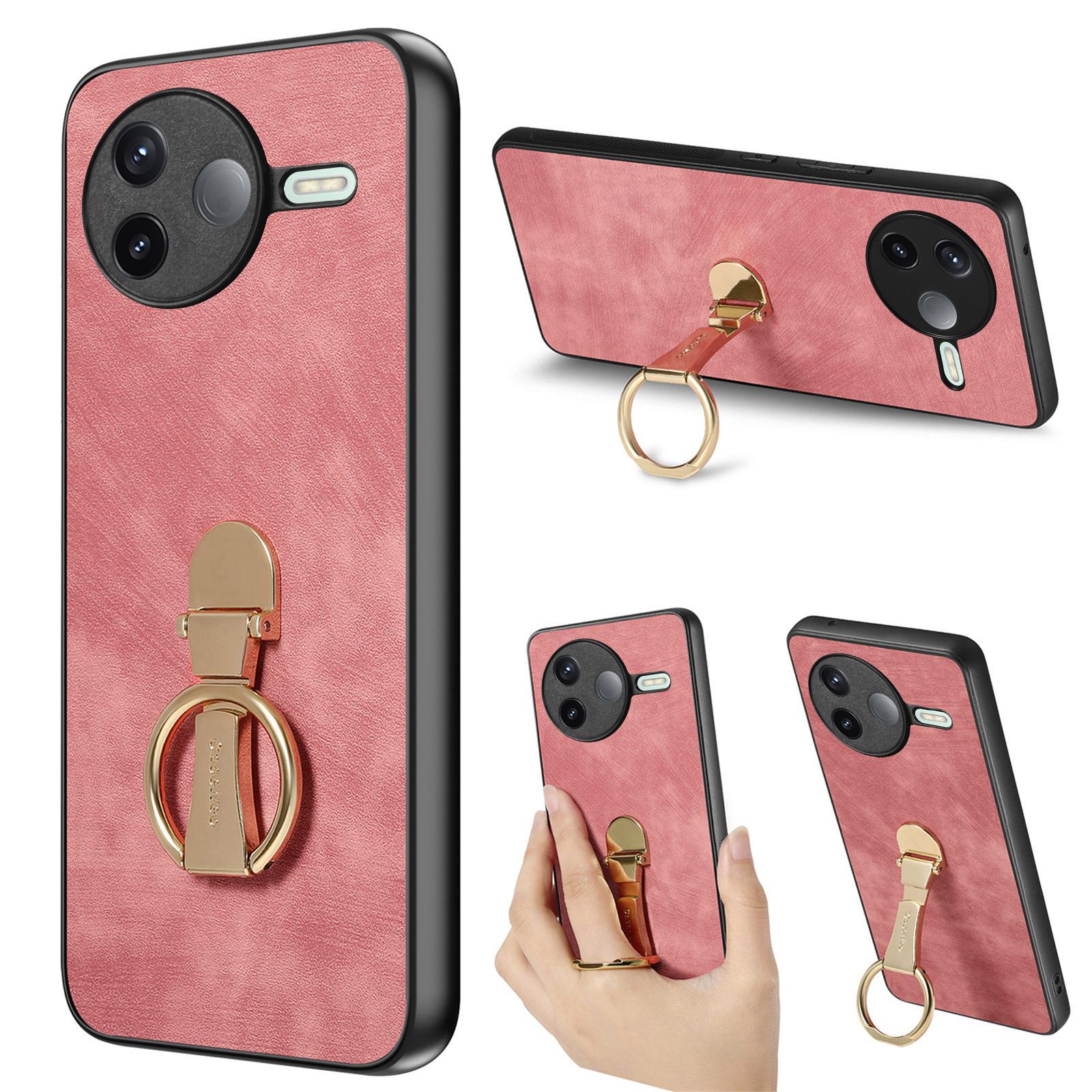 

For Xiaomi Poco F7 Pro 5G/Xiaomi Redmi K80 5G Case CASENEO D22 Folding Kickstand Retro Leather Back Phone Cover Pink