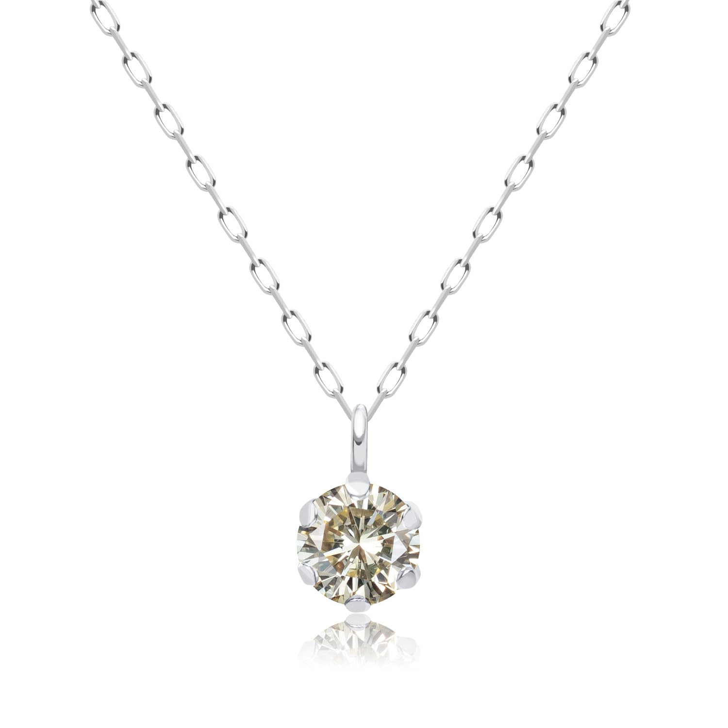 

Necklace Natural Diamond Champagne Color SI Class pt900 Platinum 6 prongs [Lara Christie] Women s 0.2ct lp56-0014-pt