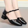 Hollow Single Shoes Women's Summer Mother Shoes Soft-soled Bag Heel One-word Buckle Women's Shoes New Pointed Toe Bag Head Sandals