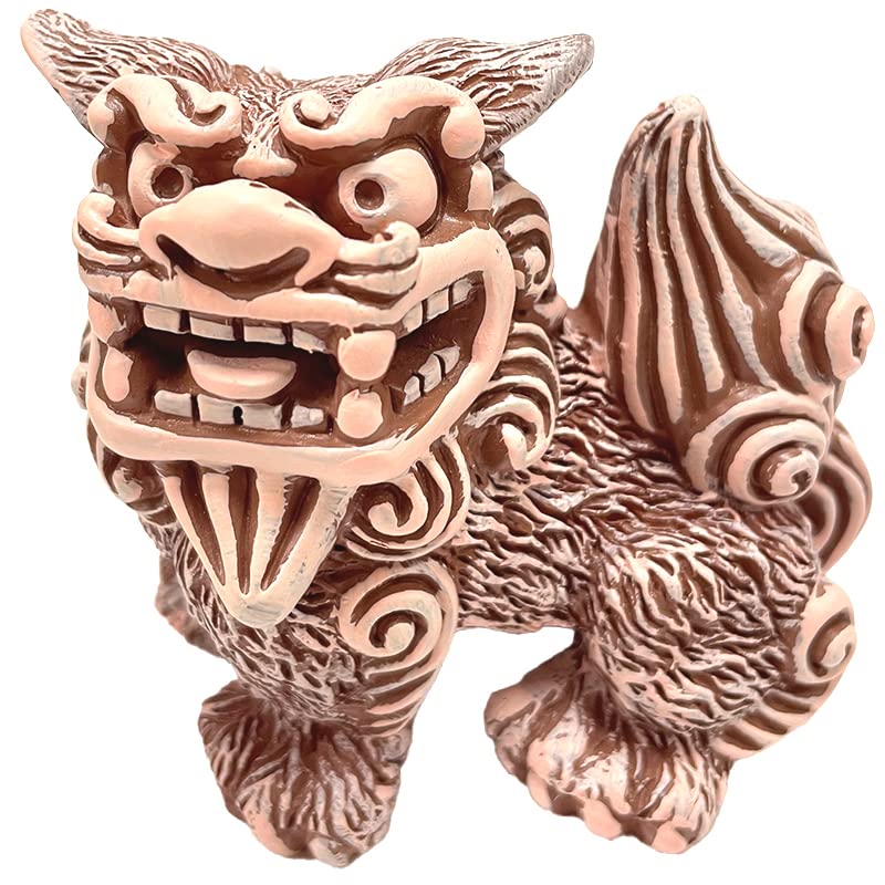Okinawa Souvenir Shisa Figurine Mini Entryway Curry Shisa (Brown/Seat)