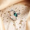 Elegant Natural Blue Stone Adjustable Hummingbird Rings for Women Glass Filled Rings Female Engagement Wedding Party Jewelry