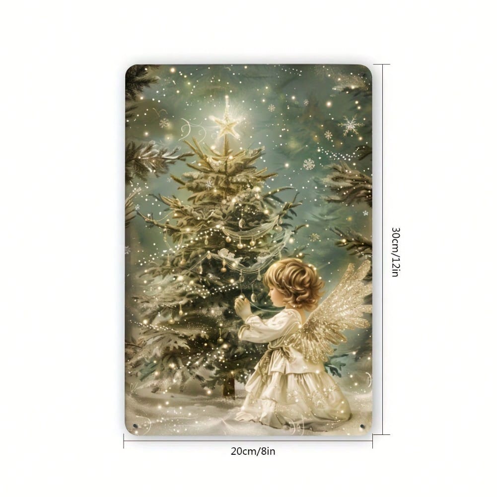 

Vintage Christmas Tree Tin Sign 8x12 Inch Metal Wall Art Home Bar Decor