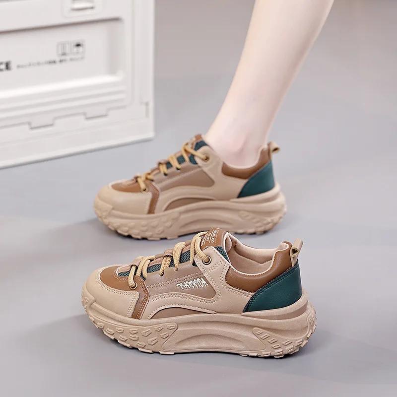 Nuove Sneakers da Donna Versatili con Zeppa Scarpe Sportive da Donna Comode con Lacci Scarpe da Tennis Aumento di Altezza Scarpe Casual Laidy