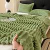 Ultra Soft Ribbed Coral Fleece Blanket - Solid Color All-Season Sofa Throw Machine Washable Comfortable Blanket for Bedroom