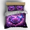 Dreamy Purple Roses And Butterfly Hearts Bedding Set For Kids Luxury Gift 3Pcs Digital Print Comforter Set Soft Comfortable