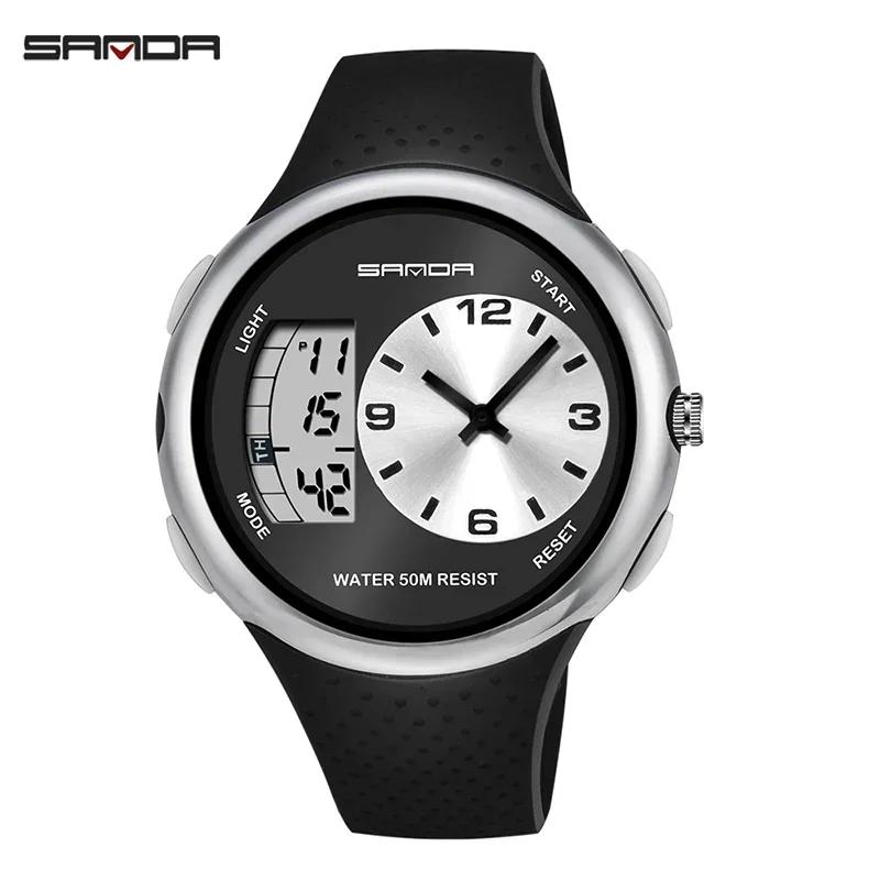SANDA Digital Watch Men Military Army Sport Quartz Wristwatch Original Top Brand Luxury LED Waterproof Male Electronic Clock 763