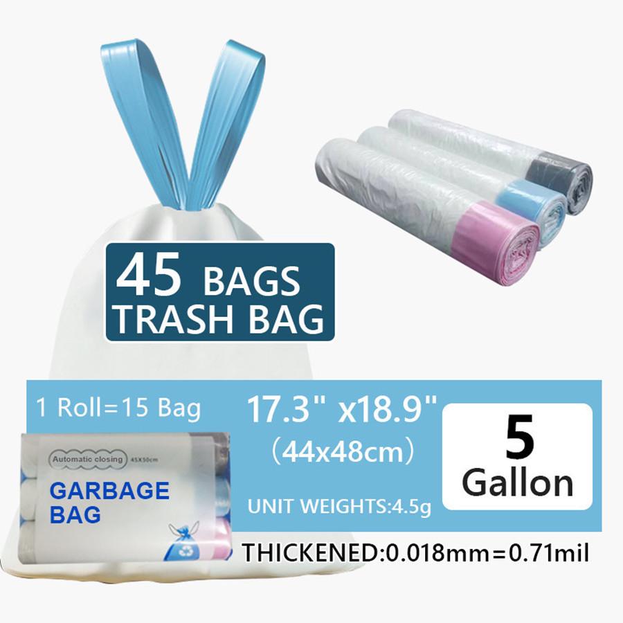 4 Gallon Durable Drawstring Trash Bags - Thick, Tear-Resistant, Large Size for Household Use