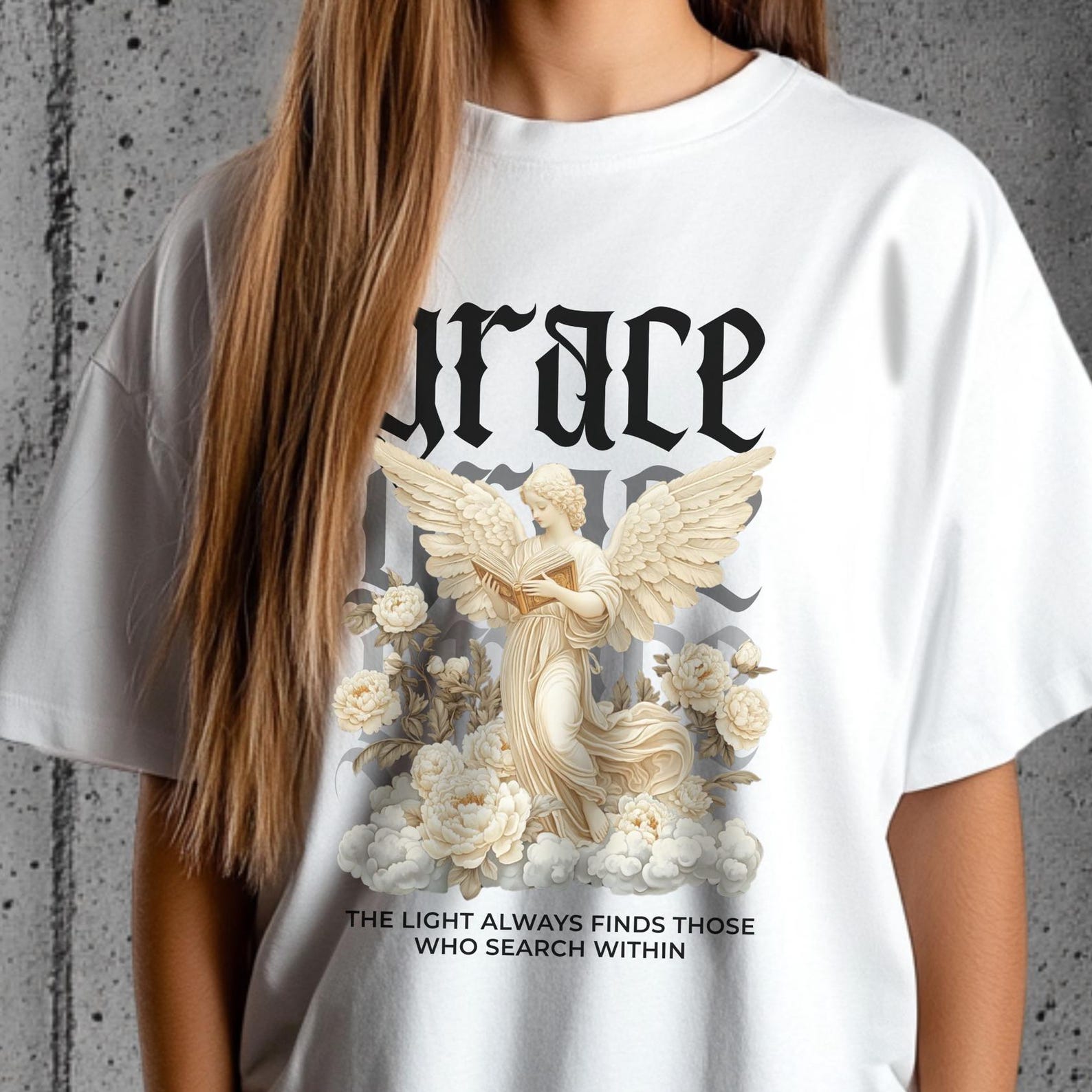 Graceful Angel Graphic T-Shirt: Ethereal Spiritual Tee S