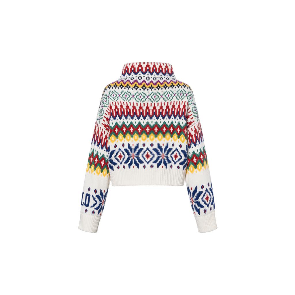 Polo Ralph Lauren FW22 Logo All Over Print Loose Fit Mock Neck Sweater Women Sweater Multicolor WMPOSWENC020545-100
