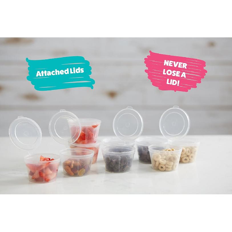 50 Pack BPA-Free Disposable Baby Food Freezer Storage Containers Hinged Lids (3 Oz) Labels | Leak-Proof | Travel Snack Cups | Store Homemade, Organic