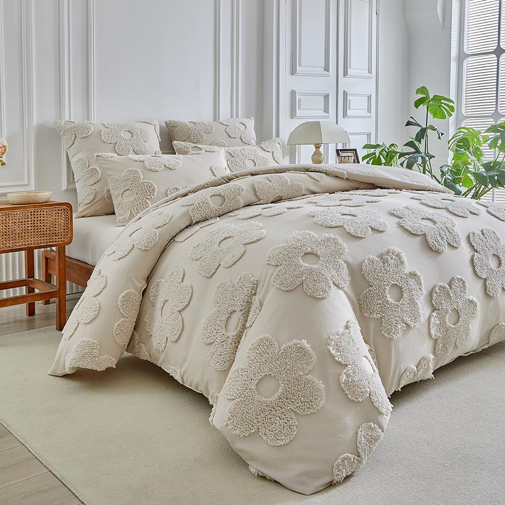 Spring Summer New Cut Flower Duvet Cover Set 2/3pcs Tufted Three-dimensional Flower Bedding Set King Queen Size Comforter Cover