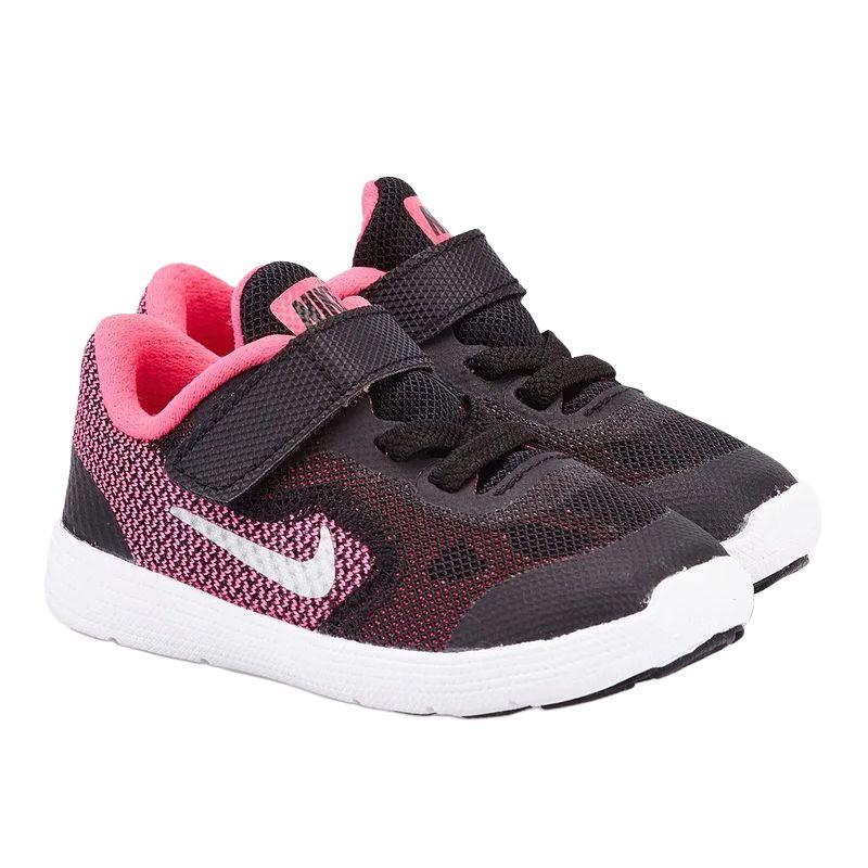Nike Revolution 3 TD Black Metallic Silver Baby Sneakers 819418-001
