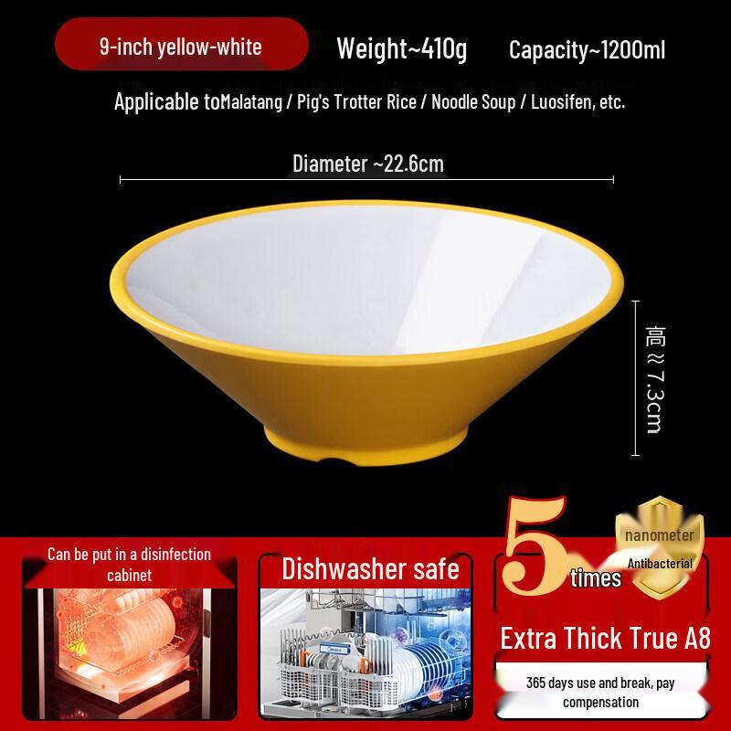 Qwei A8 Cream Style Melamine Noodle Bowl