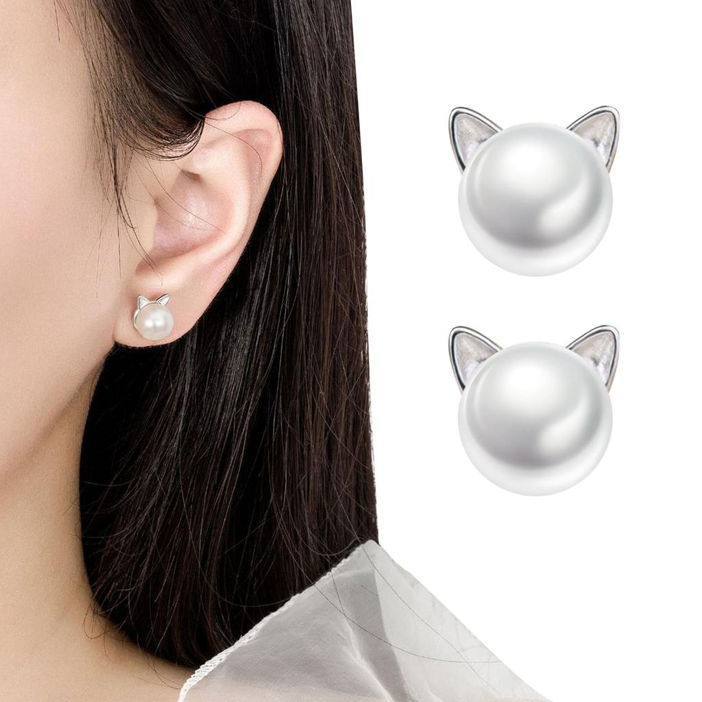 Fashionable Cat Ear Studs Adornment Exquisite Cat shaped Earrings Eye Catching Ear Studs Jewelry for Fashionistas