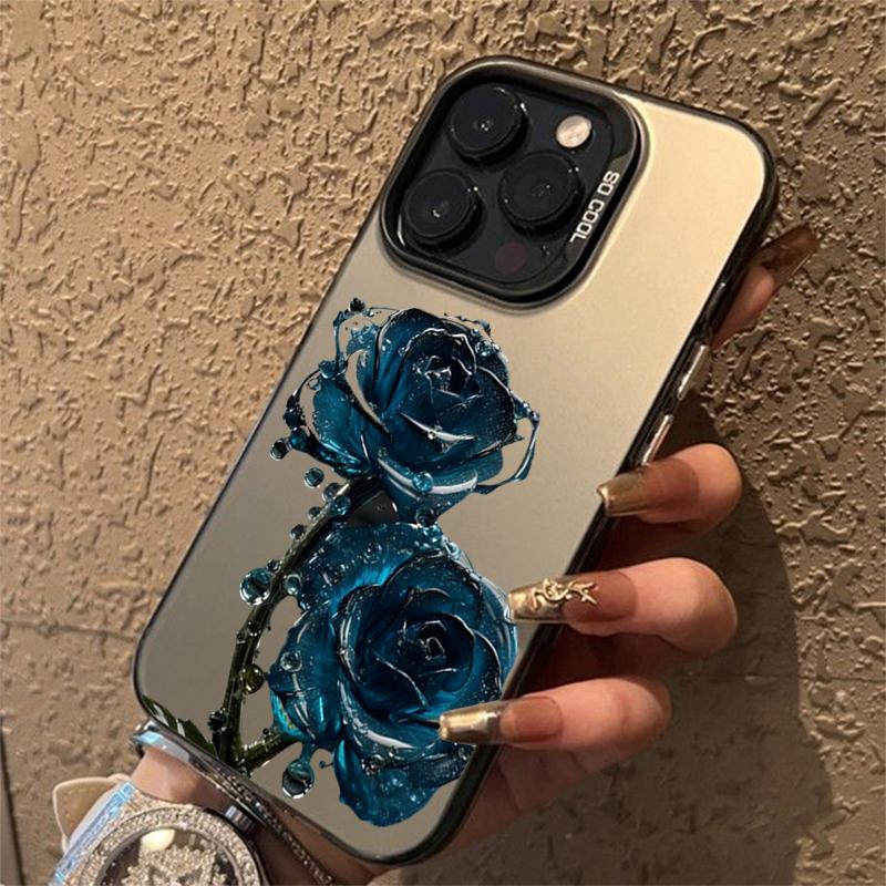 Luxury Ice Blue Rose Electroplate Silver IMD Case For Redmi 12 13C For  Redmi Note 13 12 11 10 Pro Plus 12S 11S Back Cover