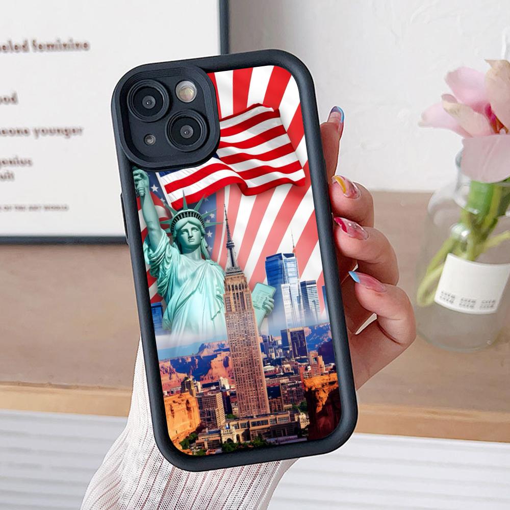 USA America Flag Thicken TPU Mobile Phone Case for iPhone 17 16 15 14 13 12 11 Air Pro Max Plus Colorful Cover