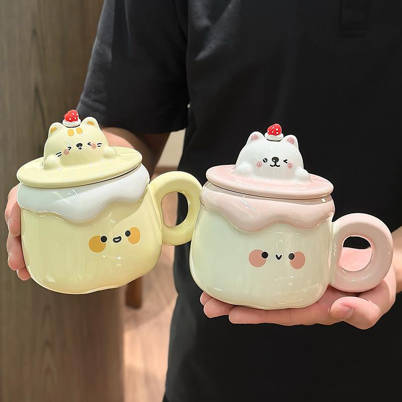 Cute Creative Pudding Mug Ceramic Coffee Cup Funny Cups Cup for Tea Unusual Mugs Personalized Gift Drinkware Christmas Beer Bar