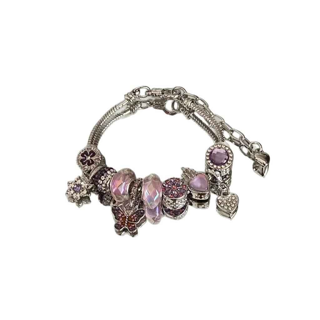 Butterfly Jewelry Bracelet For Women With Crystal Accents And Flower Pendant For Giftgiving