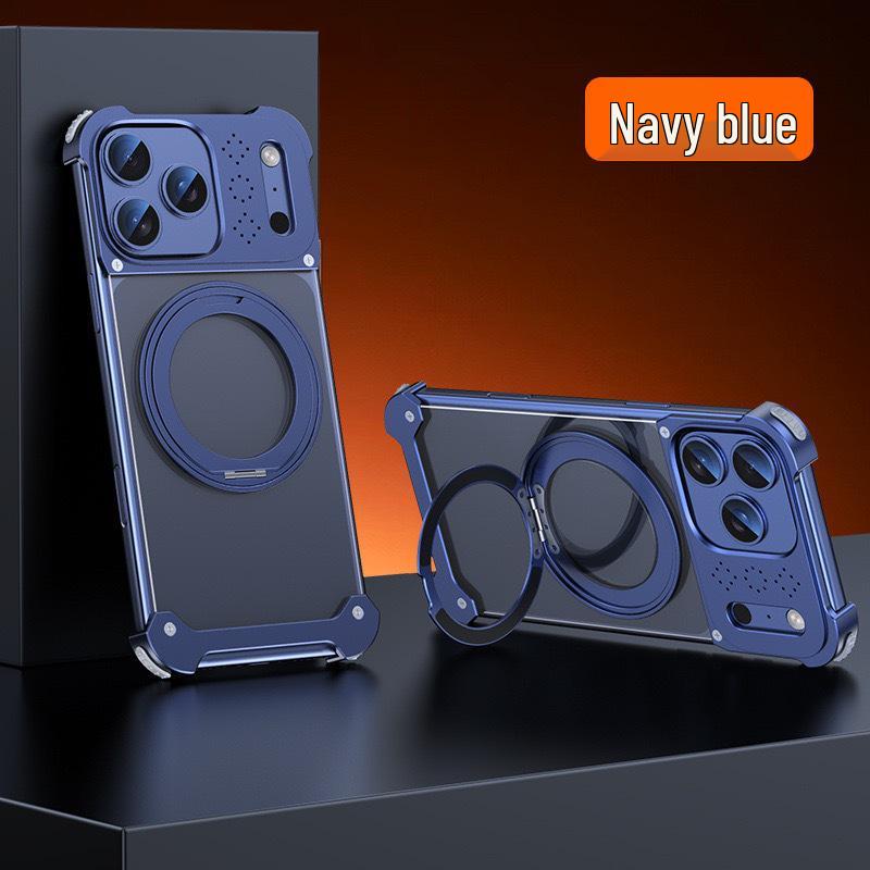 Apple 17 Pro Max Metal Aroma Magnetic Phone Case with 360° Rotating Bracket for iPhone 16