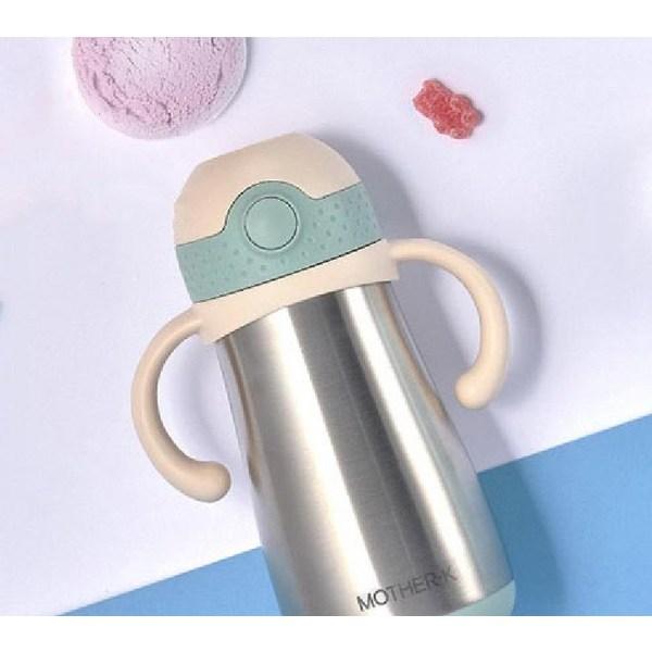 Mutter K Umarmung Isolierter Trinkbecher mit Strohhalm 350ml + 2 Strohhalm-Ersatzteile, Minze, 1 Set