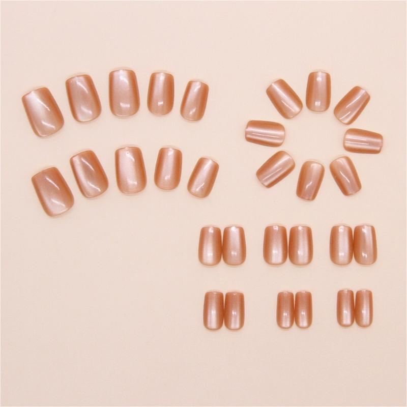 30pcs Press on Nail Amber Cats Eye Short Nail Stylish And Unique Artificial Nail For Daily Wear And Special Occasion