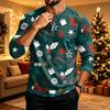 Camicia da Uomo a Maniche Lunghe con Stampa Natalizia per Festa, Uso Casual Quotidiano