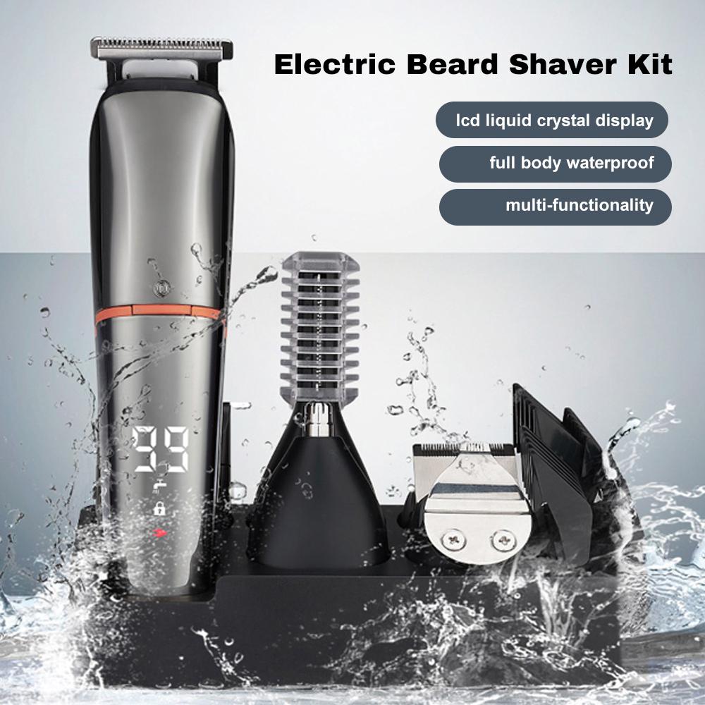 Kit de tuns păr reîncărcabil 6-în-1 USB aparat de ras electric pentru nas cu afișaj digital