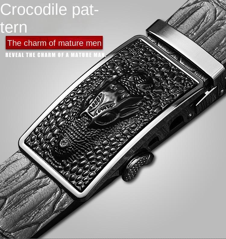 Krokodillemønster for menn Førstelags kuskinn Automatisk spenne Lærbelte Belte